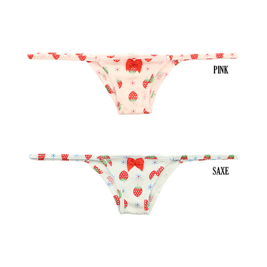 La Paum Half-Back Shorts, Hyper Low-Rise, Cotton, Extra Small, Strawberry Print, 115062