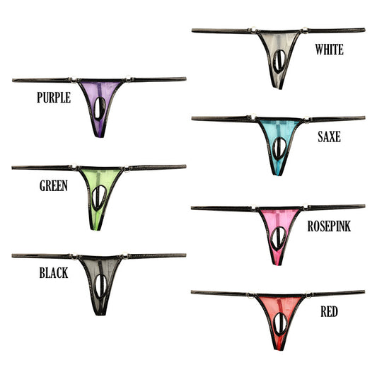 La Paum Glossy See-Through x Enamel Piping Open Crotch G-String 218029