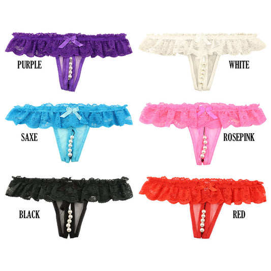 La-Pomme G-string shorts with 5 pearls, made from Spark Half fabric, renowned for its shimmering, airy feel. 223011