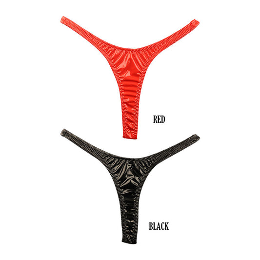 La Paum patent leather high-cut thong panties with a glossy finish and slimming T-front (223013)
