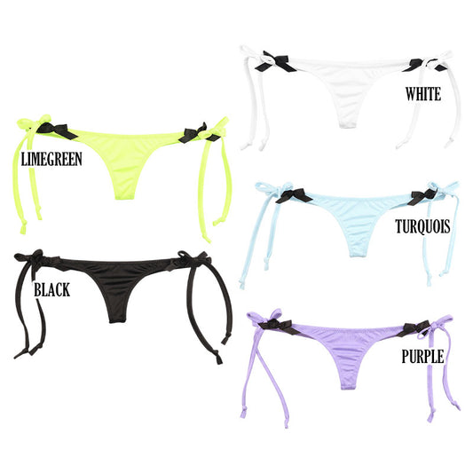 La-Pomme nano thong with side ties and ribbon, made from E6000 fabric 223015