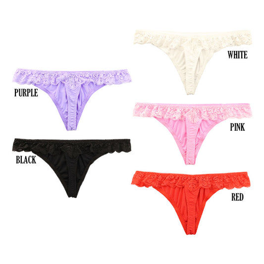 La Paum Women's T-Front and T-Back Panties Made with SSS Fabric. Sheer lace for a sexy and elegant look. Comfortable fit and flattering design. Product code: 320106