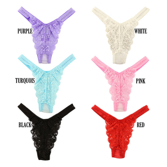 La Paum Gorgeous Lace & Sheer T-Back Panties, Lightweight 20 Half Material, 320117