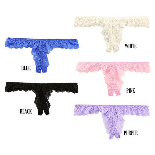 La Paume NHK Fabric Stretch Lace Beautiful Design Crotch Split Sexy T-back Shorts 322081