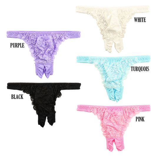 La Paum Sexy T-Back - SSS Fabric with Stretch Lace | Sheer, Open Crotch, and Storage Pocket (Product Code: 324005)
