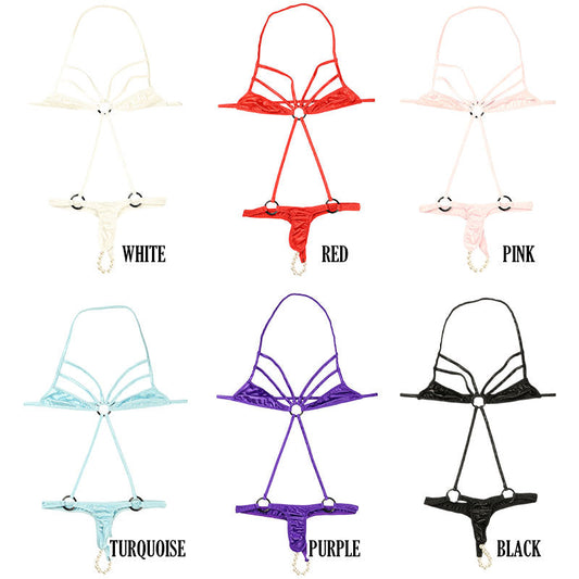 La-Pomme Felica Fabric 8-Row Pearl Secret Pocket Costume Lingerie 536221
