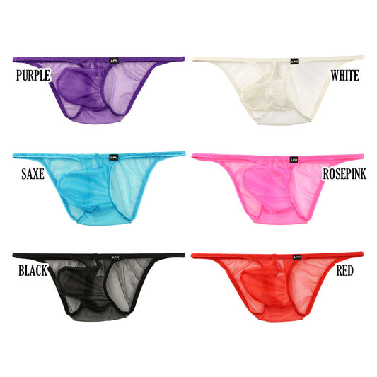 Men's Sparkling Half-Back Bikini with Sheer Sparkle Half and 3D Pouch (618149)