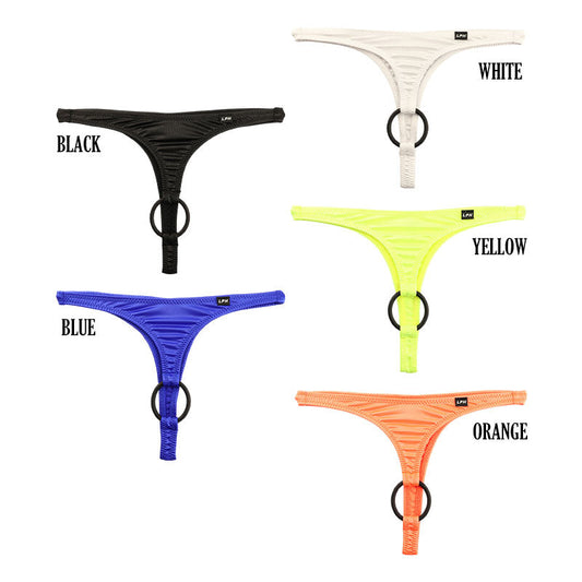 Men's Super WET Fabric, Glossy, Wet Feeling, Black Power Ring Included, T-Back Bikini, 625007