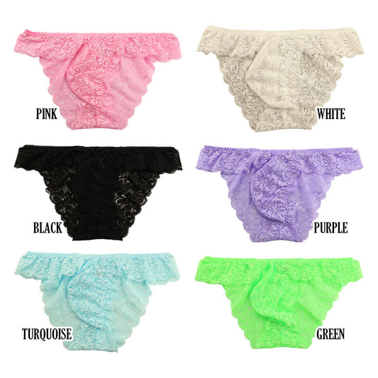 Men's Full-Back Bikini, Stretch Lace, Sexy, Sheer, Elegant, 625009