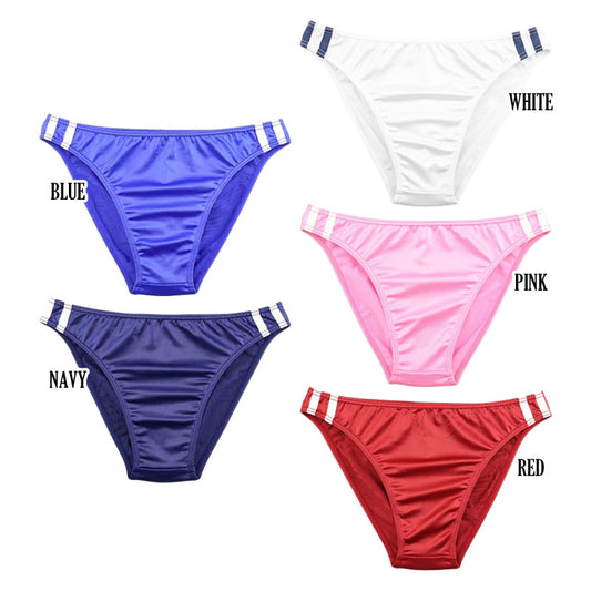 Unisex Super Wet Fabric Sporty Bloomer-Style Full-Back Panties with Double Stripes 626010