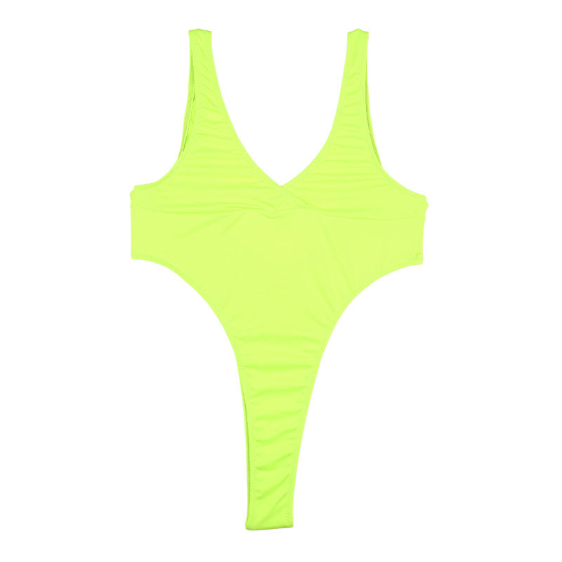 La Paume E6000 fabric, vibrant color, bold high-cut for longer legs, T-back style leotard bikini 94004