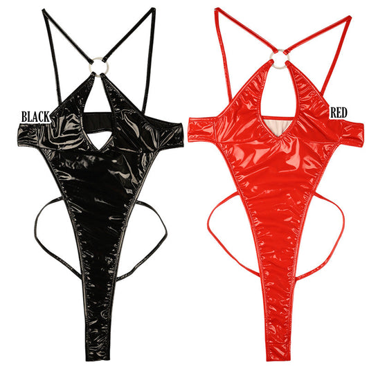Cherry Love Patent Fabric Micro Mini Bikini Monokini Cherry Love Brand LS147