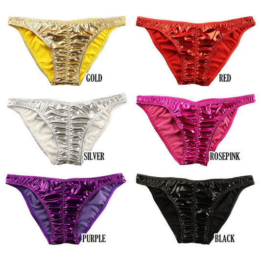 Cherry Love Metallic Fabric Shirring Elastic Full Back Shorts LS163