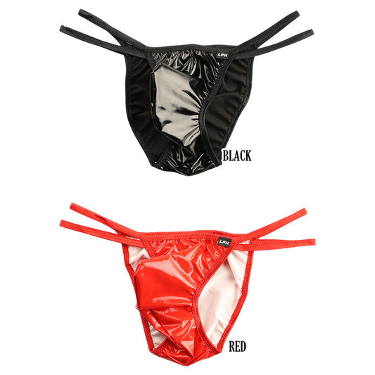 Men's Patent Fabric Glossy 3D Pouch Half Back Bikini MP004