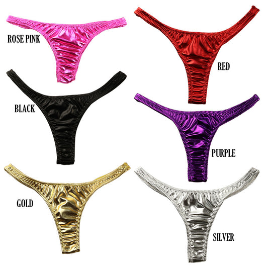 La-Pomme Metallic Fabric High Leg T-back Shorts 118140