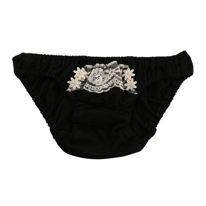 プチミニョン 綿フルバックショーツ ローライズ ホワイトレース 可愛い クシュクシュデザイン 通気性 113045