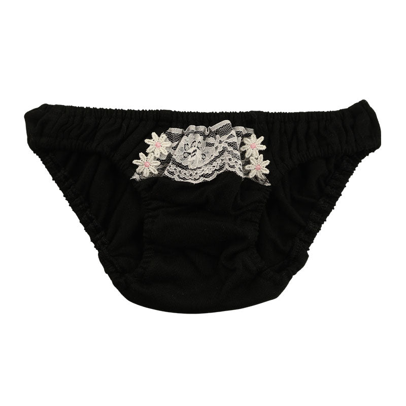 プチミニョン 綿フルバックショーツ ローライズ ホワイトレース 可愛い クシュクシュデザイン 通気性 113045