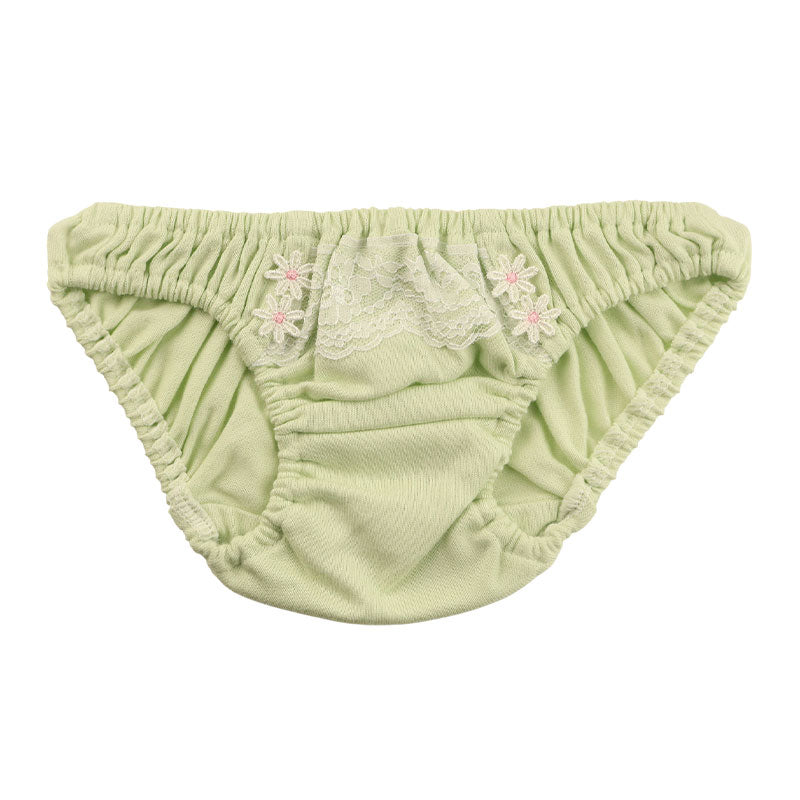 プチミニョン 綿フルバックショーツ ローライズ ホワイトレース 可愛い クシュクシュデザイン 通気性 113045