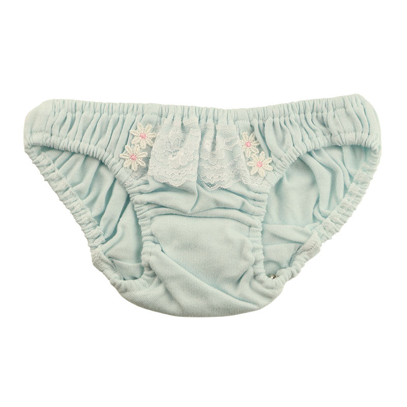 プチミニョン 綿フルバックショーツ ローライズ ホワイトレース 可愛い クシュクシュデザイン 通気性 113045