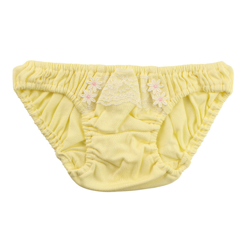 プチミニョン 綿フルバックショーツ ローライズ ホワイトレース 可愛い クシュクシュデザイン 通気性 113045