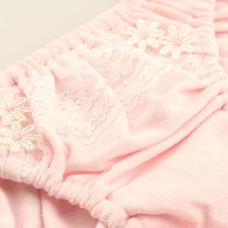 プチミニョン 綿フルバックショーツ ローライズ ホワイトレース 可愛い クシュクシュデザイン 通気性 113045