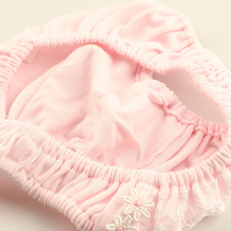 プチミニョン 綿フルバックショーツ ローライズ ホワイトレース 可愛い クシュクシュデザイン 通気性 113045