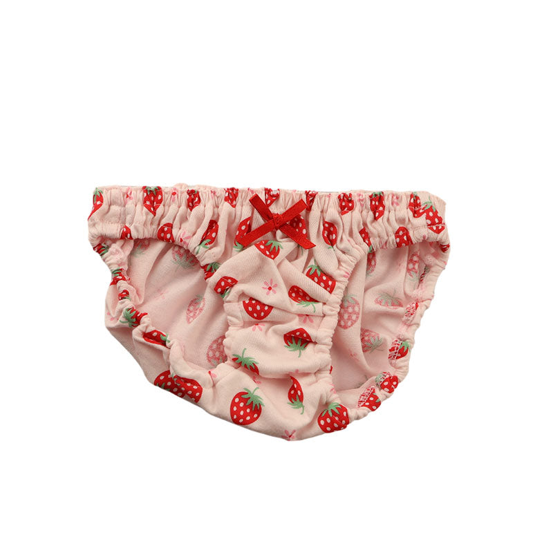 Petit Mignon Cotton Fabric Strawberry Pattern Inner Elastic Pants Full Back 114021