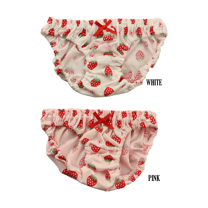 Petit Mignon Cotton Fabric Strawberry Pattern Inner Elastic Pants Full Back 114021