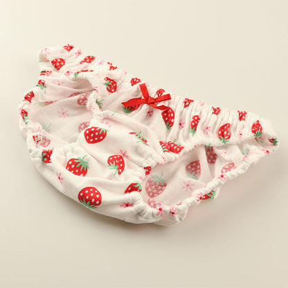 Petit Mignon Cotton Fabric Strawberry Pattern Inner Elastic Pants Full Back 114021