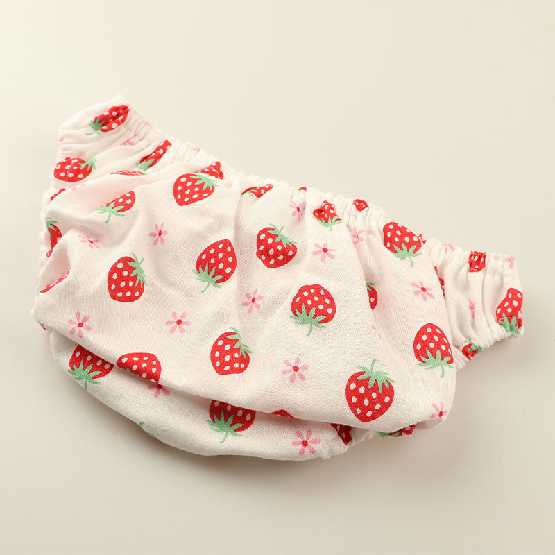 Petit Mignon Cotton Fabric Strawberry Pattern Inner Elastic Pants Full Back 114021