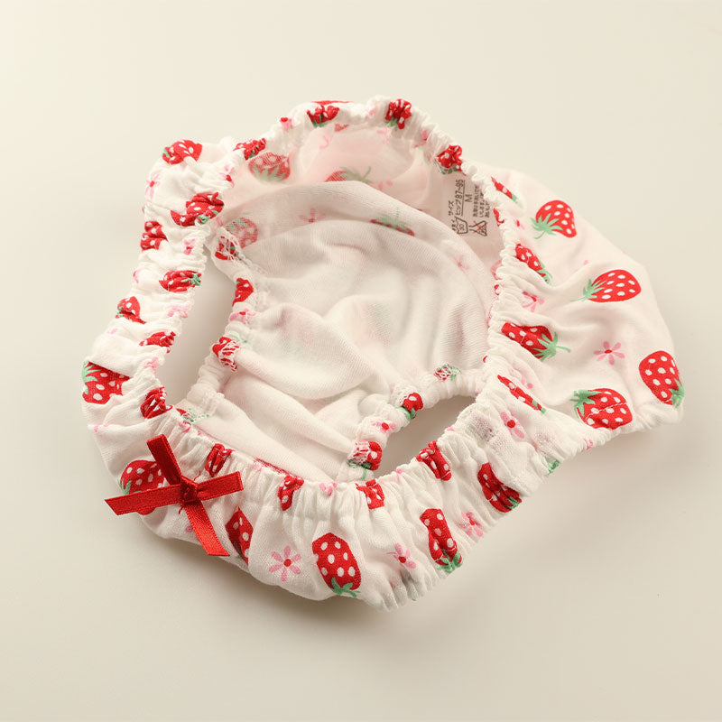 Petit Mignon Cotton Fabric Strawberry Pattern Inner Elastic Pants Full Back 114021