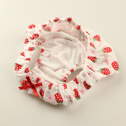 Petit Mignon Cotton Fabric Strawberry Pattern Inner Elastic Pants Full Back 114021
