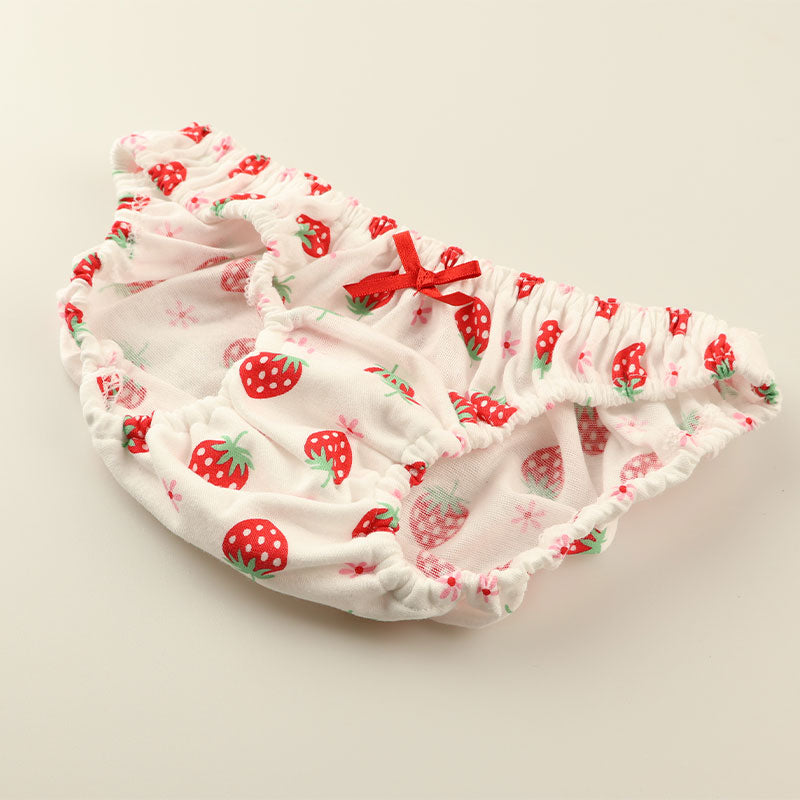 Petit Mignon Cotton Fabric Strawberry Pattern Inner Elastic Pants Full Back 114023