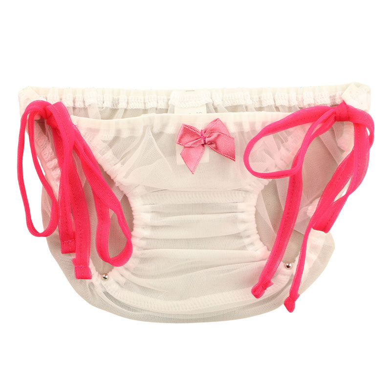 Petit Mignon 20 Half-stretch Fabric Full Back Shorts, See-through Material, Side Tie with Elastic, Cute Shirring 114077