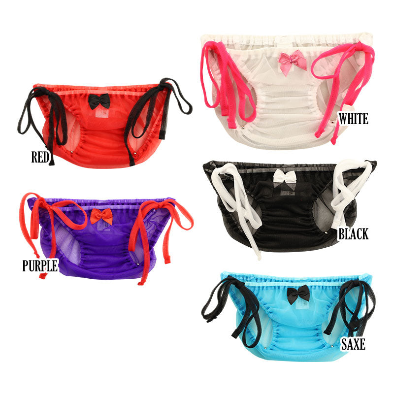 Petit Mignon 20 Half-stretch Fabric Full Back Shorts, See-through Material, Side Tie with Elastic, Cute Shirring 114077