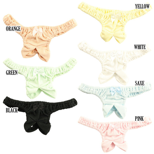 【OUTLET】Petit Mignon Cotton Fabric Ruched Small Bloomers with Inner Elastic Waistband Crotchless Thong 115050