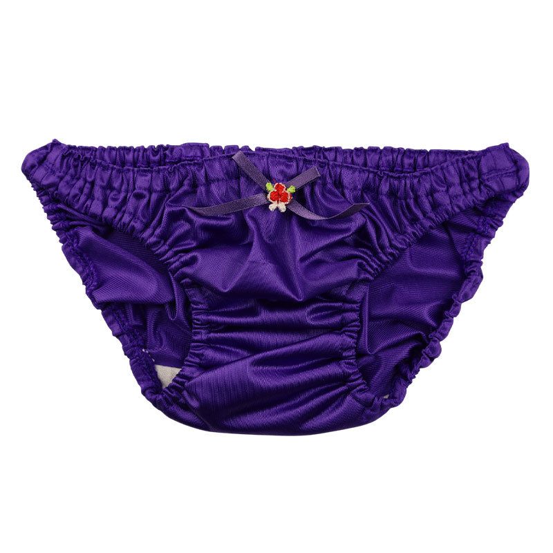 プチミニョン ローライズ フルバックショーツ フェリカ素材 つや感 なめらか肌触り クシュクシュウエスト 小さいサイズ ガーリー パンツ 115052