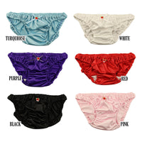 プチミニョン ローライズ フルバックショーツ フェリカ素材 つや感 なめらか肌触り クシュクシュウエスト 小さいサイズ ガーリー パンツ 115052