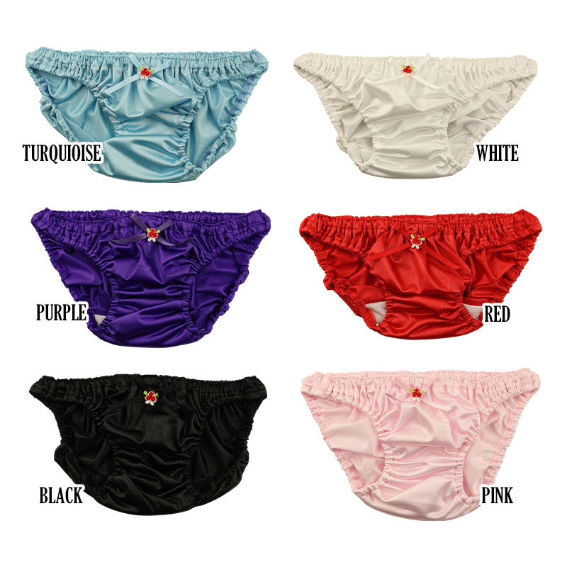 プチミニョン ローライズ フルバックショーツ フェリカ素材 つや感 なめらか肌触り クシュクシュウエスト 小さいサイズ ガーリー パンツ 115052