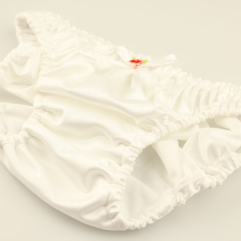 プチミニョン ローライズ フルバックショーツ フェリカ素材 つや感 なめらか肌触り クシュクシュウエスト 小さいサイズ ガーリー パンツ 115052