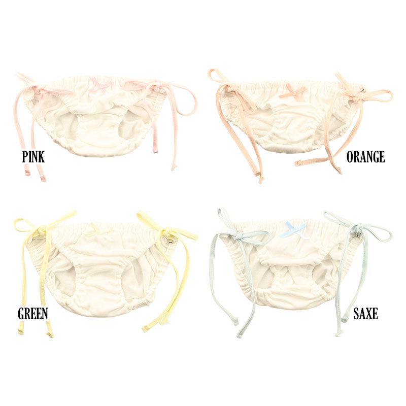 プチミニョン 通気性柔らかフルバックショーツ サイドカラ―リボン クシュクシュインゴム 115056