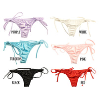 La Paum Satin Fabric, Glossy, Low-Rise, Side Ties, Thong Panties (115059)