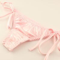 La Paum Satin Fabric, Glossy, Low-Rise, Side Ties, Thong Panties (115059)
