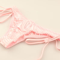 La Paum Satin Fabric, Glossy, Low-Rise, Side Ties, Thong Panties (115059)