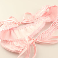 La Paum Satin Fabric, Glossy, Low-Rise, Side Ties, Thong Panties (115059)