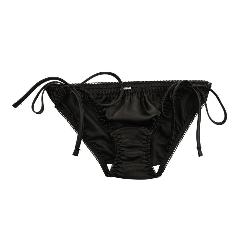 La Paum satin fabric, glossy finish, low-rise, full-back shorts with side ties (115060)