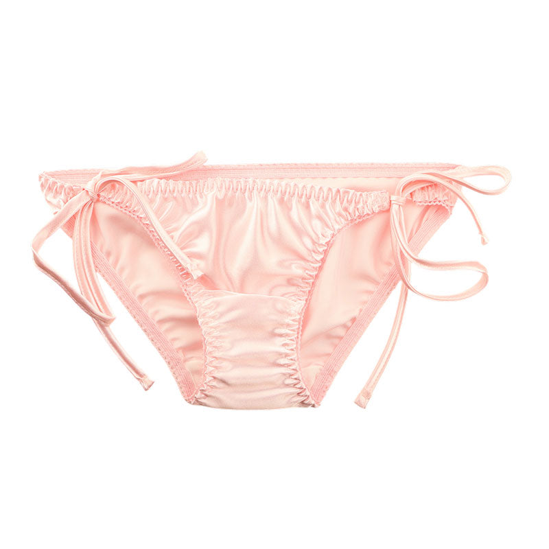 La Paum satin fabric, glossy finish, low-rise, full-back shorts with side ties (115060)