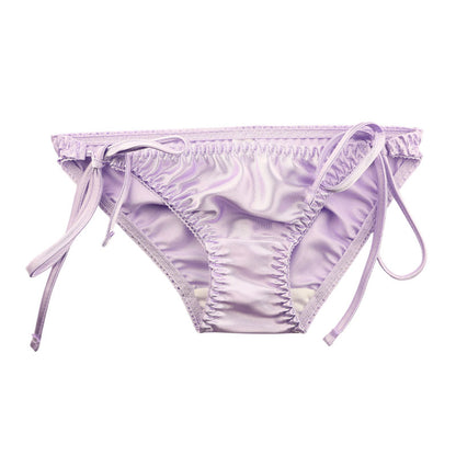 La Paum satin fabric, glossy finish, low-rise, full-back shorts with side ties (115060)
