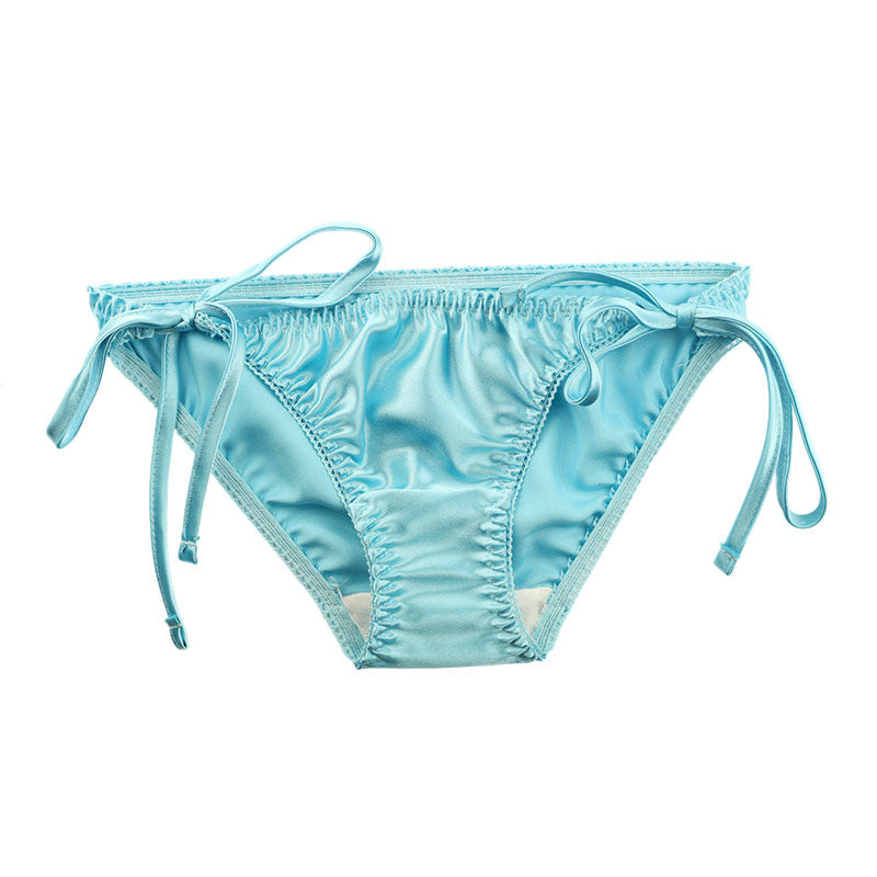 La Paum satin fabric, glossy finish, low-rise, full-back shorts with side ties (115060)