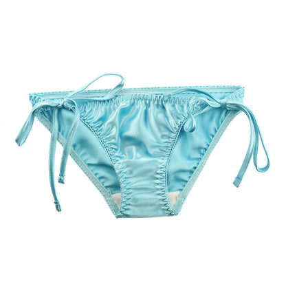 La Paum satin fabric, glossy finish, low-rise, full-back shorts with side ties (115060)